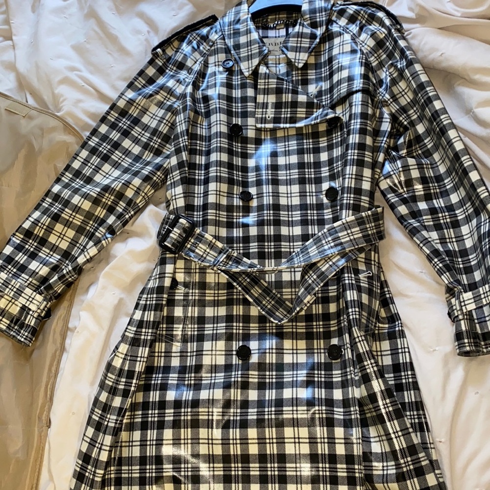 Laminated Burberry trench coat
